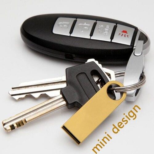 Gold Metal Memoria USB Flash Drive 16GB 2.0 Pen Driver 32gb 1TB 2TB Mini Usb Memory Stick Disk Key Pendrive 8gb Gift 64GB 128GB