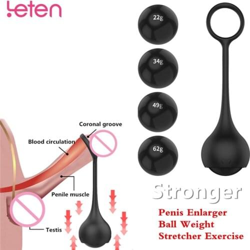 Leten Penis Enlarger Ball Weight Stretcher Exercise Device Enhance Hanger Extender Enlargement Cock Ring Male Sex Toys