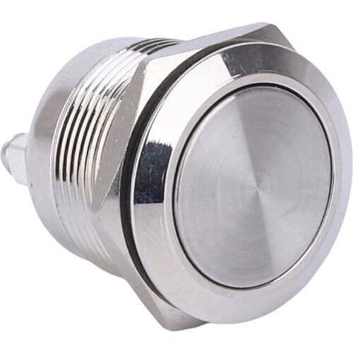 28mm waterproof flat head 1NO stainless steel push momentary button switch with 5A 2 screw for elevator car truck