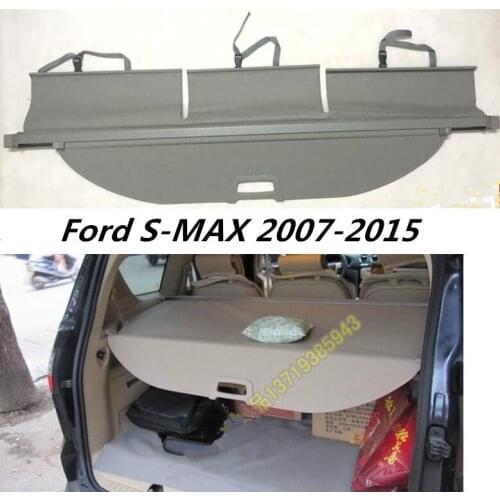 Car Rear Trunk Security Shield Cargo Cover For Ford S-MAX 2007-2015 High Qualit Auto Accessories (Black, beige)