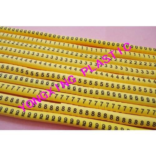 100pcs/box EC-2 4.0mm2 8different number 01234567 cable marker yellow color