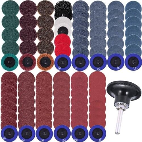 103 Pcs Quick Change Sanding Discs Set 2 Inch with Holder for Surface Prep Strip Grind Polish Finish Burr Rust Paint Removal