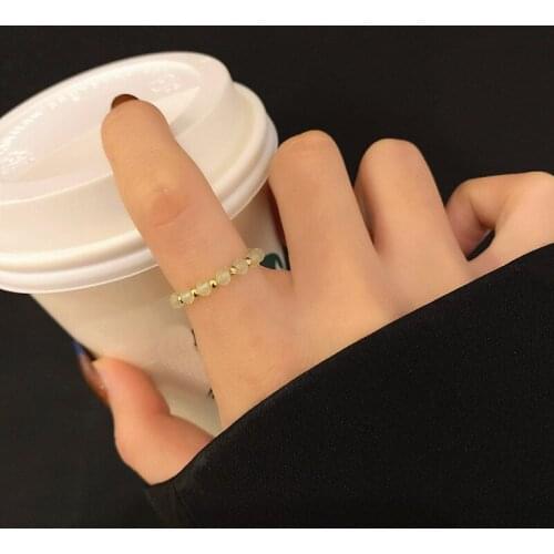 2021 New Simple Acrylic Beads Rings For Women Finger Jewelry Personality Elasticity Rings All Match