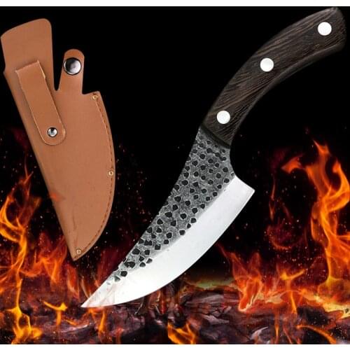 5.5 inch Boning Knife Handmade Forged Serbian Chef Knife Butcher Kitchen Knife with Full Tang Handle Leather Knife Sheath Cover