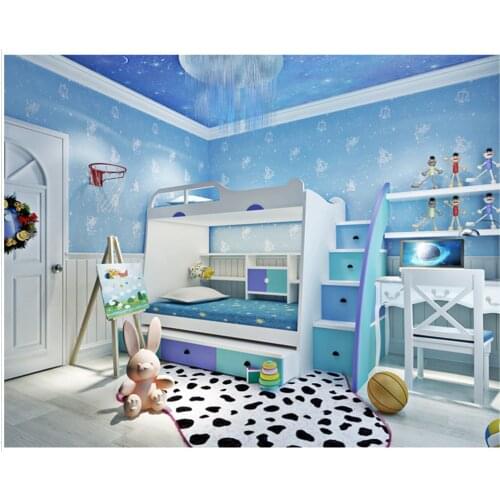 Beibehang Environmental childrens wallpaper dream starry blue nonwoven boy girl features papel de parede wallpaper papier peint