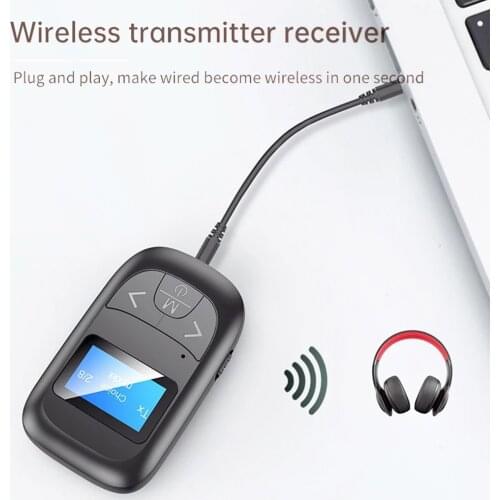 LCD Display Bluetooth-compatible 5.0 Audio Transmitter/Receiver Adapter AUX RCA Stereo Wireless Adapter For PC Car Speaker