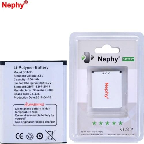 2019 Nephy Original Battery BST-33 For Sony Ericsson W610i W660i W705 W880i W888C W900i W960i Z530i K630 K790 K790i K800 1000mAh