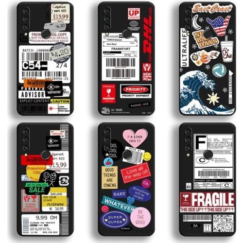 Stamp Label Barcode DHL Express Phone Case Huawei Y6P Y8S Y8P Y5II Y5 Y6 2019 P Smart Prime Pro