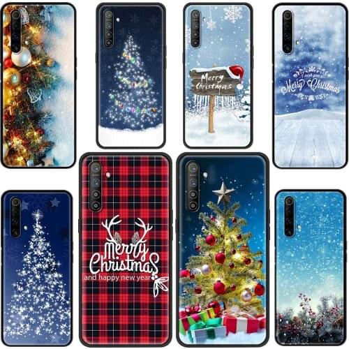 Phone Shell For Oppo Realme 8 Pro Case Realme GT XT X3 X2 Q3 5 6 6i 7 Pro C15 C21 Soft Cover Merry Christmas Tree SnowFlakes