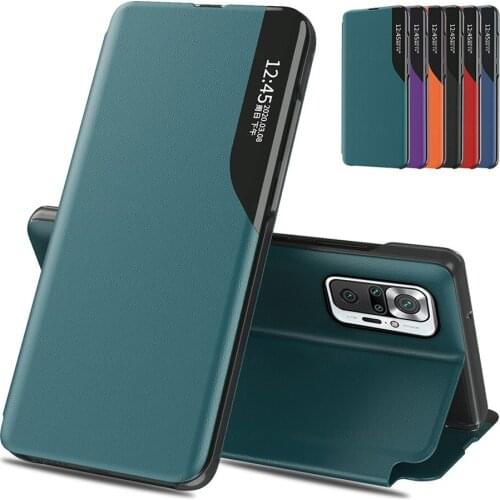 Pu leather smart view flip phone covers case for xiaomi redmy redme redmi note10 note 10 pro not 10pro magnetic book stand coque