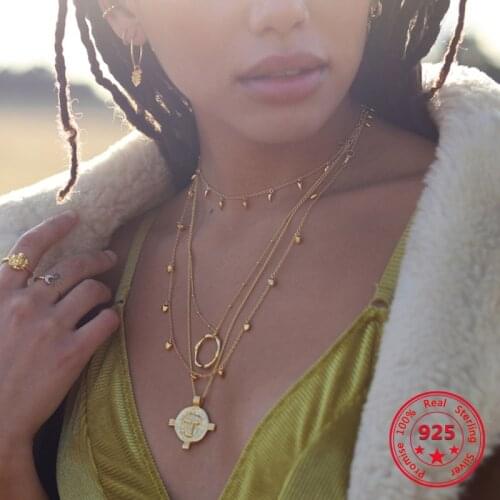 Pure 925 Silver European American New Design Creative Concise Beads Chrms Necklace Fine Jewelry