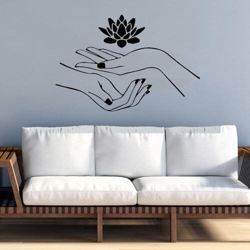 Lotus Flower Wall decal Spa Beauty Salon Massage Wall Sticker l Removable Waterproof Art Murals Bedroom Wallpaper Decor ov80