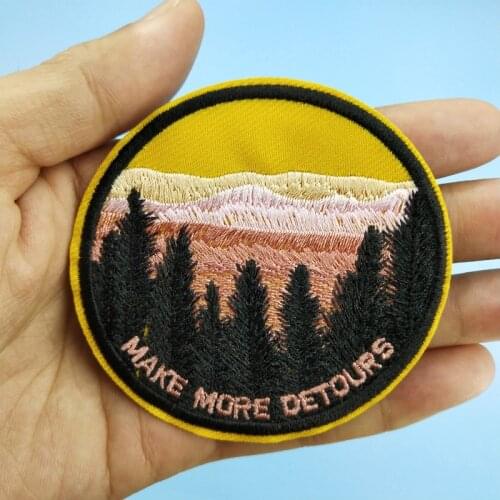 Make More Detours Lost on Forest Outdoor Adventure Morale Emblem Clothing Backpack Cap DIY Embroidered Iron on Patch Decor