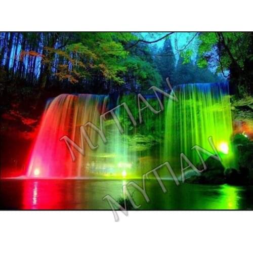 Hot 5D DIY Diamond Painting Natural landscape color waterfall Full Square/round drills mosaic Diamond Embroidery Cross Stitch