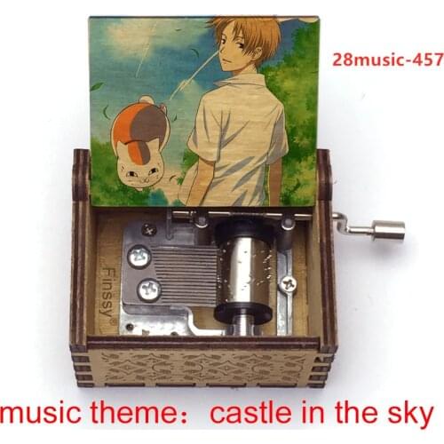 Natsumes Book of Friends Music Box Wooden Anime Natsume Takashi Madara Song Castle In The Sky Hand Color Print birthday gift