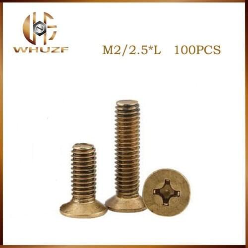 M2/2.5mm Copper Cross Countersunk Head Screws,GB819 Flat Head Cross Copper Screws, Countersunk Head Machine Screws