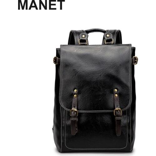 MANET Backpacks for Men Korean Multi-function Mens Backpacks Soft Pu Male Computer Bags Large Capacity Laptop Backpack Mochilas