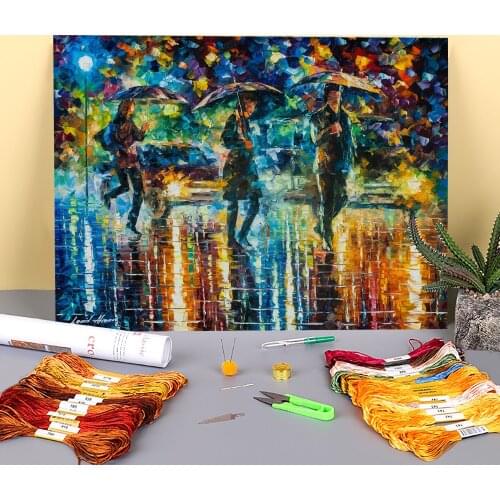 Rain Full Surprises Pre-Printed 11CT Cross Stitch DIY Embroidery Complete Kit DMC Threads Needlework Handmade Hobby Gift