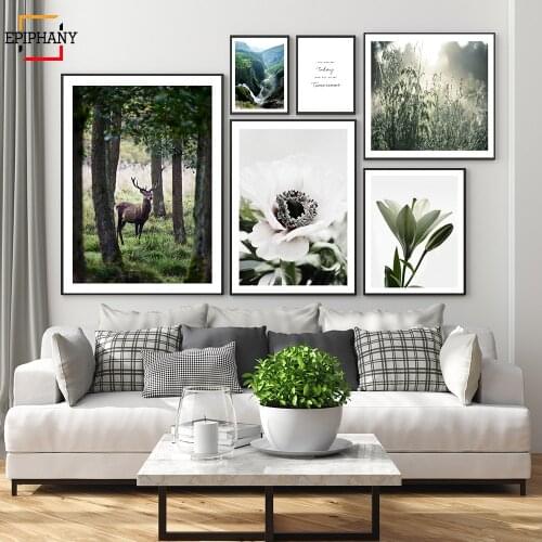 Wall Art Canvas Painting Springtime In Narnia Poster Flower Plants Nordic Landscape Old Fence Wall Picture for Living Room Decor