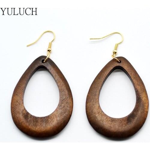 2017New design woman earrings eardrop handmade wood earring hollow circular National style fashion jewelry dangler 1 pair