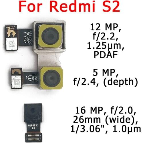 Original Front Rear Back Camera For Xiaomi Redmi S2 Main Facing Camera Module Flex Cable Replacement Spare Parts