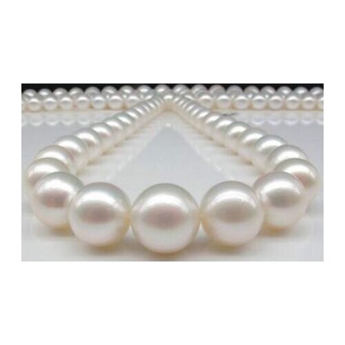 Free shipping noble jewelry 9-12MM NATURAL ROUND SOUTH WHITE PEARL NECKLACE 14K