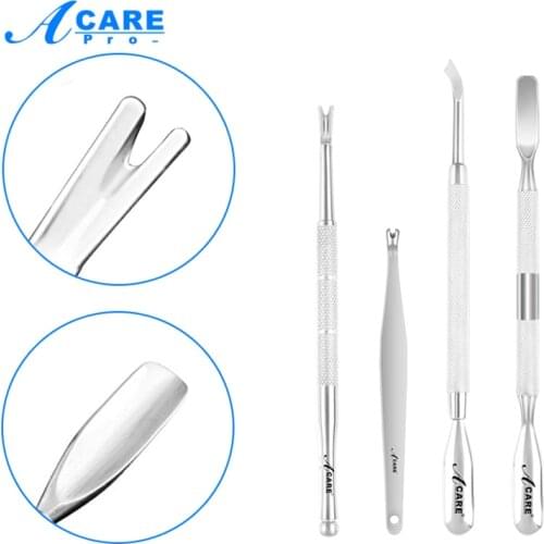 Finger Dead Skin Pusher Nail Cuticle Pusher Round Handle Stainless Steel Remover Flat Handle Tools Manicure Kit Removal Art