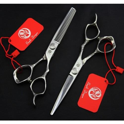 559# 6'' Brand Purple Dragon TOP GRADE Hairdressing Scissors 440C 62HRC Barbers Cutting Scissors Thinning Shears Hair Scissors