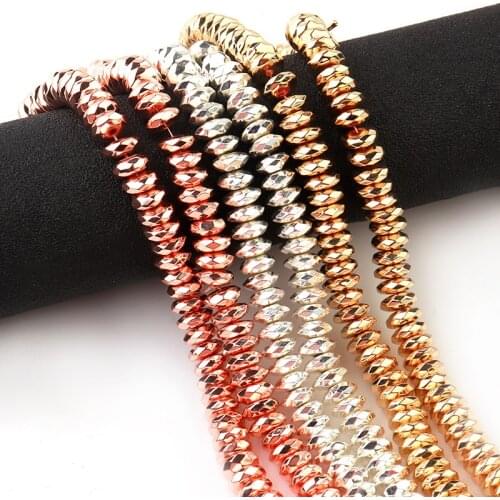 Faced Abacus Beads Hematite beads Natural Stone Square Spacer Loose bead for Jewelry Bracelet Making DIY Accessories 15"