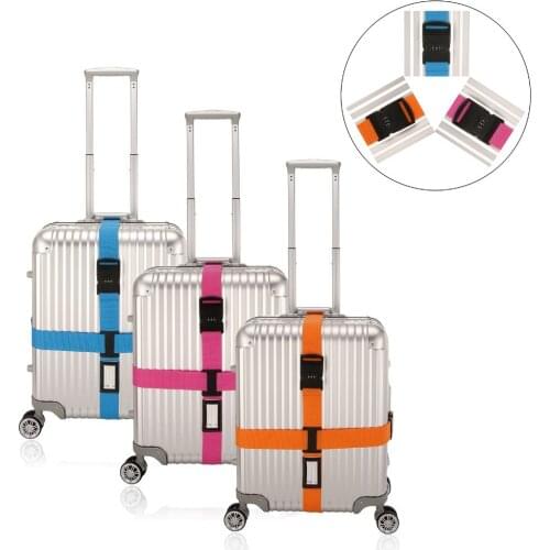 Top Quality Adjustable Luggage belt For Suitcase with 3 Digits Password Lock Cross Luggage Strap Belt Suitcase Packing Tape