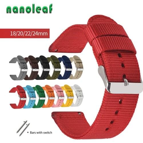 Two-Piece High-Quality Nylon Strap Easy To Change Nylon Braided Solid Color 18Mm 20Mm 22Mm 24Mm Pin Buckle Watchband