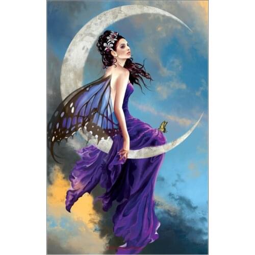 Counted Cross Stitch Kits Needlework Embroidery - Crafts 14 ct Aida DMC Color DIY Arts Handmade Home Decor - Moon Amethyst