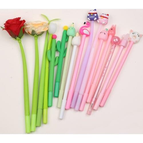 Pretty Rose Flower Cute Kawaii Gel Pens Cherry Blossom Funny Stationery Ballpoint School Rollerball Thing Gift Decor Accessory