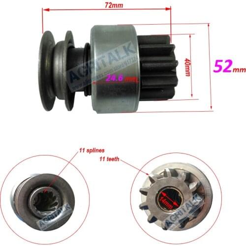 Starter motor QD1332A, the drive pinion for Laidong KM385T / LL380, please check the size when make the order