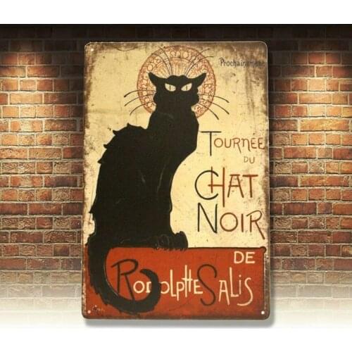 Tournee du Chat Noir Black Cat Tin Poster Sign Vintage Ad Style Rustic French