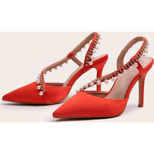 Sandals Stiletto Heels Slip-on Loafers Summer Womens Shallow Mouth Large Size Suit Female Beige High Sandals Elastic2020