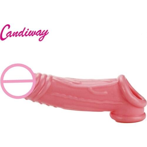 Male penis sleeve extender,reusable Dual cock ring and penis sleeves condom, sex toys for big dildo realistic penis sleeve
