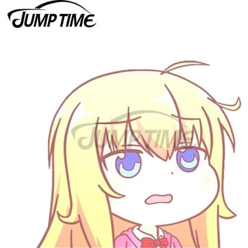 Jump Time 13 x 12cm For Gabriel Dropout Ohayo Meme Peeker Fine Stickers Vinyl Material Bumper Decoration Car Decals