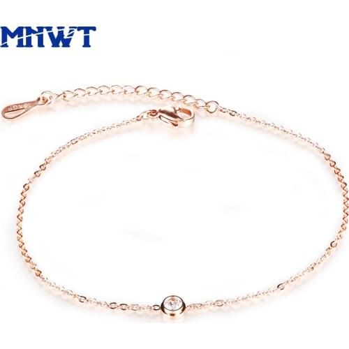 MNWT Fashion Stainless Steel Anklets For Women Cubic Zirconia Woman Anklet Casual/Sporty Rose Gold Color Lady Jewelry Gift