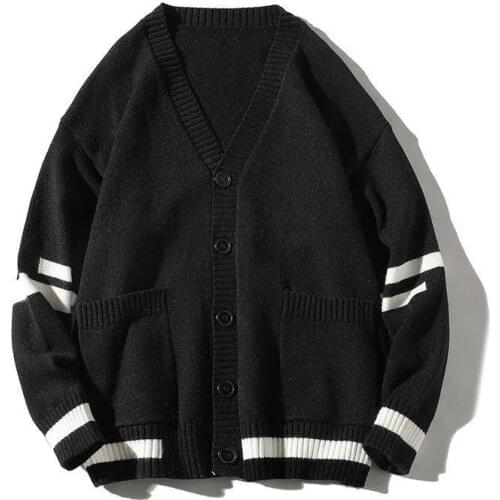 Winter Oversized Cardigan Sweater Men and Women Korean V-neck Loose Casual All-match Patchwork Couple Knitted Sweater