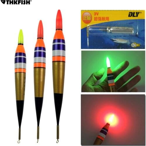 1 piece LED Electric Fishing Float Balsa Wood Float Light Fishing Tackle Luminous Float Bobber with battery