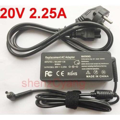 1pcs 20V 2.25A 4.0*1.7mm Laptop Adapter Charger for Lenovo IdeaPad 310 110 100 YOGA 710 510 Flex 4 5A10K78750 PA-1650-20LK Cable
