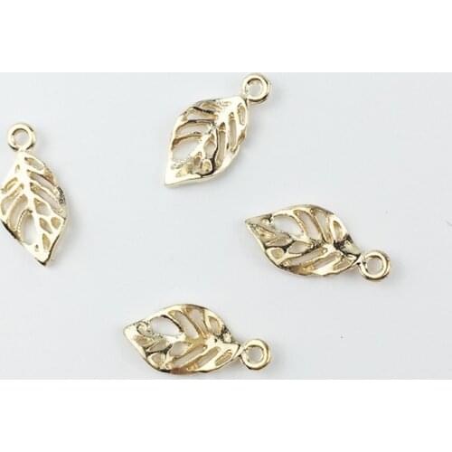 MRHUANG 20PCS Trendy LEAF Charms Gold-colour For DIY hand made fit Necklace bracelte diy craft 8*19mm
