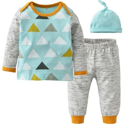 3pcs 2020 New autumn baby girl Boys clothes set Newborn Long sleeve T shirt Tops+Pants+hat baby clothing set Infant Outfits Sets