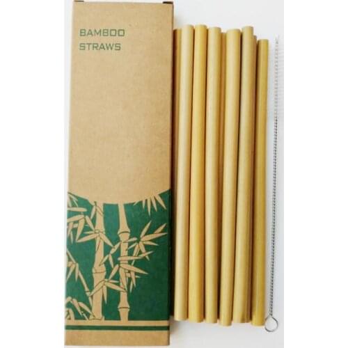 Bamboo Straws Sets Reusable Eco Friendly Handcrafted Natural Bamboo Drinking Straws and Cleaning Brush lin5132