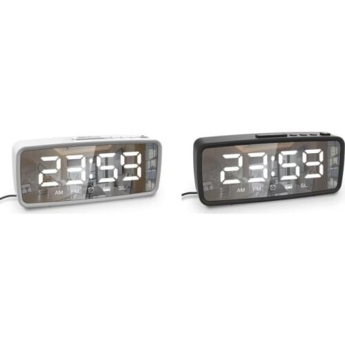 Digital Alarm Clock Radio for Bedroom, Bedside Clocks Large Display with Dual Alarm, Dimmable LED Display