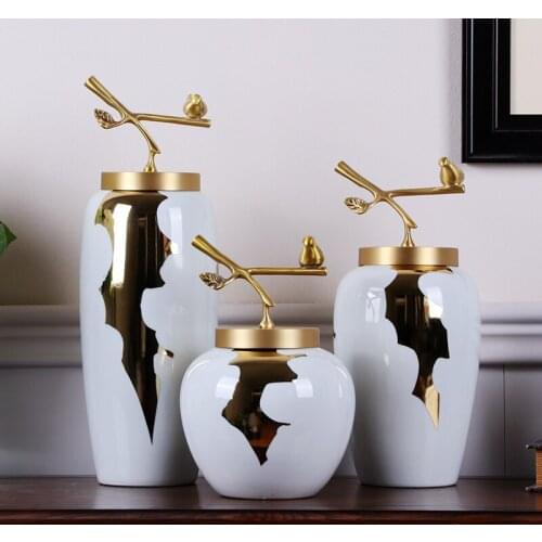 Jingdezhen Ceramic Vase Decoration Light Luxury Decoration New Chinese Style Hotel Lobby Clubhouse Countertop Vase Decoration