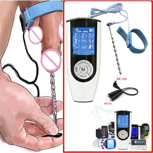Electro Penis Stimulator Ring&Penis Plug Sex Toys For Men Electro Shock Catheter Urethral Plug Cock Ring Sex Medical Themed Toys