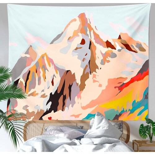 Mountain Tapestry Bos Schets Boom Tapestry Zonsondergang Tapestry Natuur Landschap Tapijt Muur Opknoping Decoration Mural tapiz