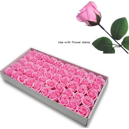 50PCS Artificial Holding Soap Flower Head DIY Gift Valentines Day Wedding Home Decorative Hand-Made Rose